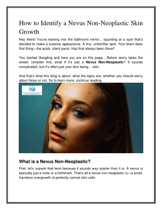 Understanding Nevus Non-Neoplastic for Better Skin Health