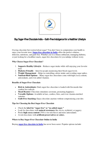 Buy Sugar-Free Chocolate India – Healthy & Guilt-Free Lifestyle Treats