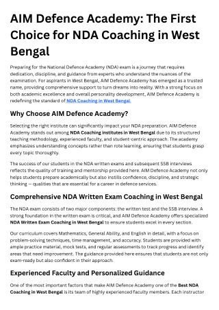 AIM Defence Academy – Best NDA Coaching in West Bengal | NDA Written & SSB Prepa