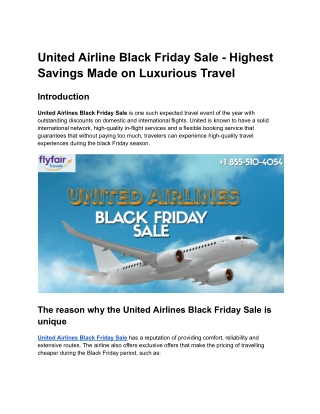 United Airlines Black Friday Offers: Fly Smarter, Save Bigger
