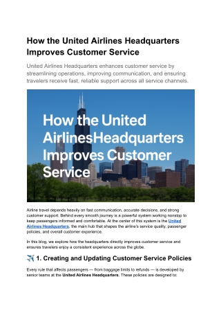 How the United Airlines Headquarters Improves Customer Service