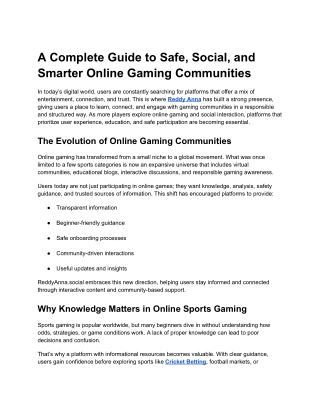 A Complete Guide to Safe, Social, and Smarter Online Gaming Communities