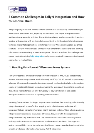 5 Common Challenges in Tally 9 Integration and How to Resolve Them