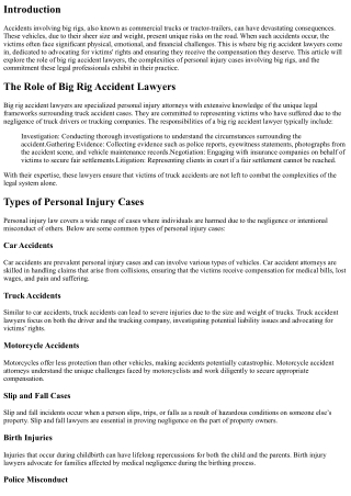 In the Line of Duty: Big Rig Accident Lawyers and Their Commitment