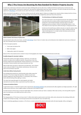 Why C-Thru Fences Are Becoming the New Standard for Modern Property Security