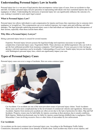Car Accidents and More: The Expertise of Seattle's Personal Injury Lawyers