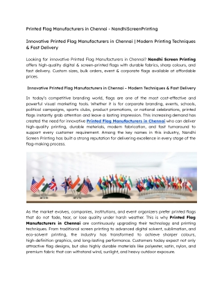 Innovative Printed Flag Manufacturers in Chennai