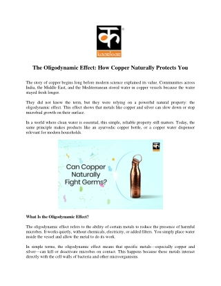 The Oligodynamic Effect: How Copper Naturally Protects You