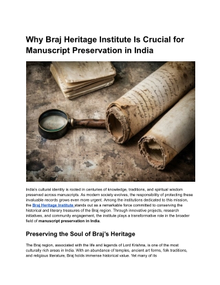 Why Braj Heritage Institute Is Crucial for Manuscript Preservation in India