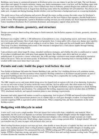 Kitchener Roofing for New Builds: Planning, Permits, and Products