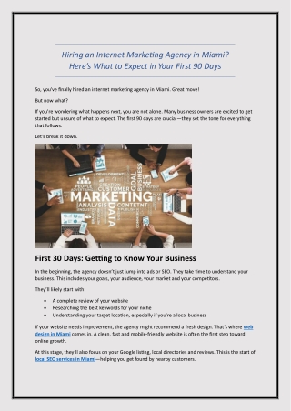 Hiring an Internet Marketing Agency in Miami? Here’s What to Expect in Your Firs