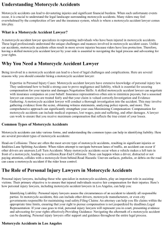 Motorcycle Accidents: Protecting Your Rights with a Motorcycle Accident Lawyer