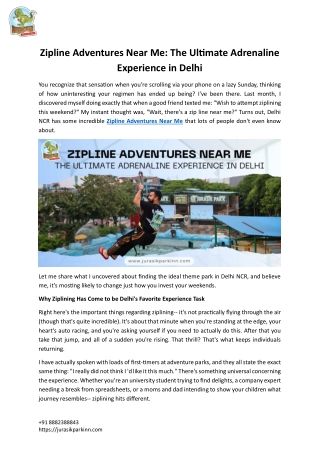 Zipline Adventures Near Me: The Ultimate Adrenaline Experience in Delhi