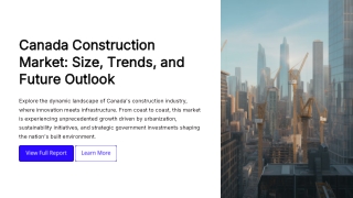 Canada Construction Market: Size, Share, Latest Insights and Forecast 2025-2033