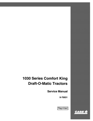 CASE IH 1030 Series Comfort King Draft-O-Matic Tractors Service Repair Manual Instant Download (Part Number 9-76931)
