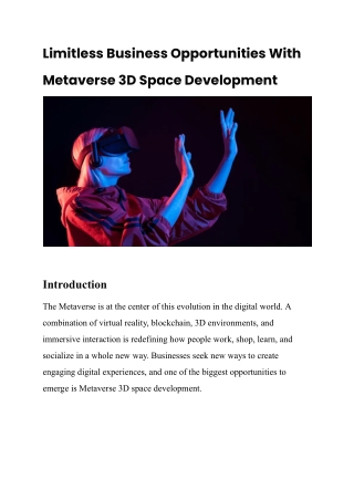 Limitless Business Opportunities With Metaverse 3D Space Development