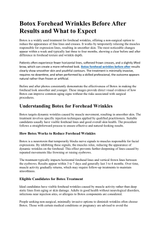 Botox Forehead Wrinkles Before After Results and What to Expect