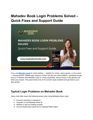 Mahadev Book Login Problems Solved – Quick Fixes and Support Guide (3)