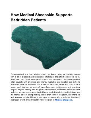 How Medical Sheepskin Supports Bedridden Patients