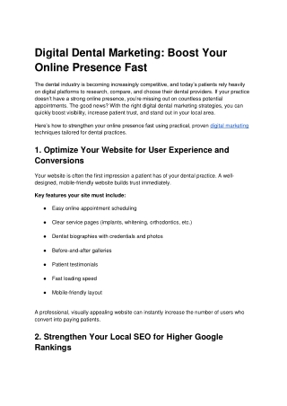 Digital Dental Marketing: Boost Your Online Presence Fast