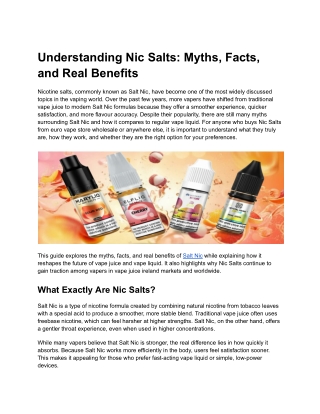 Understanding Nic Salts_ Myths, Facts, and Real Benefits