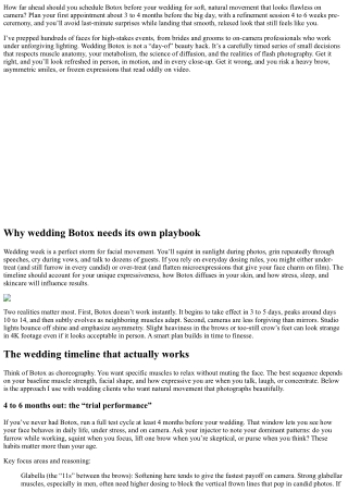 Botox for Wedding Prep: The Ultimate Timeline for Camera-Ready Skin