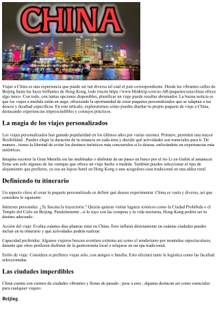 Viajes a la medida en el país asiático: diseña tu propio paquete a medida