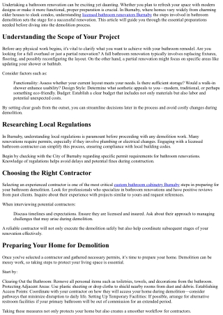 Bathroom Demolition: Steps to Prepare for Your Renovation in Burnaby