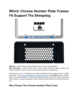 BLOG 3 _ Month 2 _ Which Chrome Number Plate Frames Fit the Support The Sheepdog_