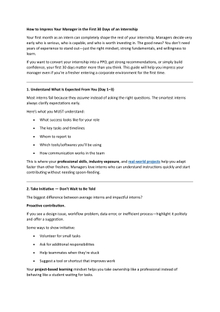 How to Deliver Impact in Your First 30 Days of Internship | Career Growth Tips