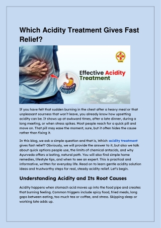 Which Acidity Treatment Gives Fast Relief