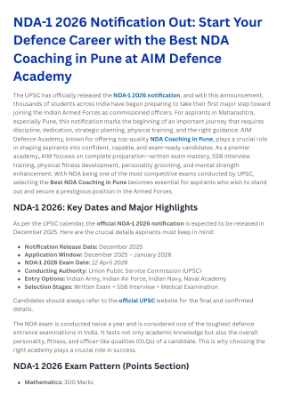 NDA Coaching in Pune – AIM Defence Academy