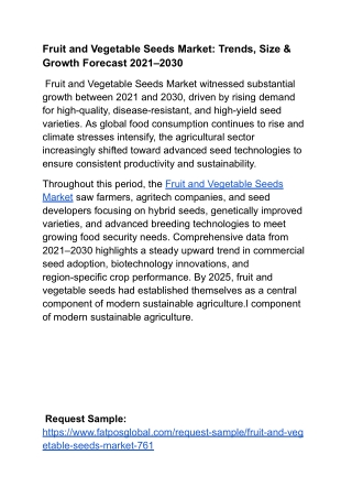 Fruit and Vegetable Seeds Market