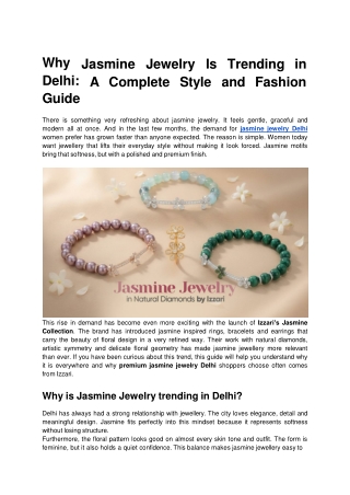 Why Jasmine Jewelry Is Trending in Delhi_ A Complete Style and Fashion Guide