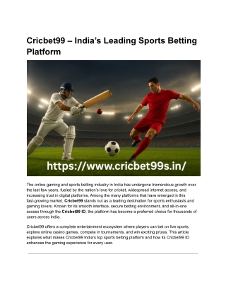Cricbet99 – India’s Leading Sports Betting Platform (2)