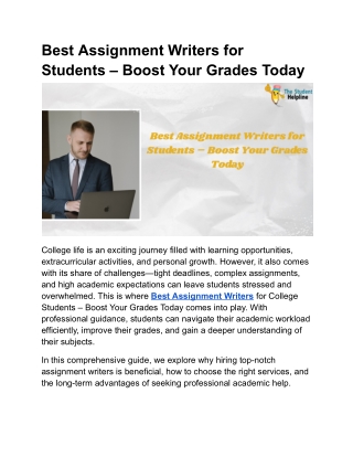 Best Assignment Writers for Students – Boost Your Grades Today