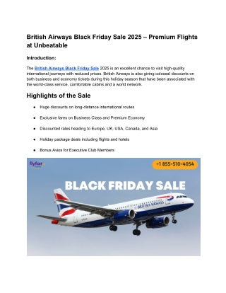 British Airways Black Friday Sale 2025 – Premium Flights at Unbeatable