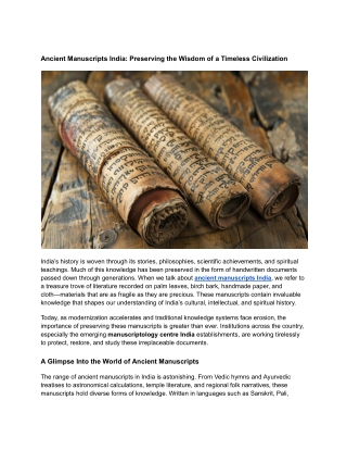 Ancient Manuscripts India_ The Need for Preservation and Research