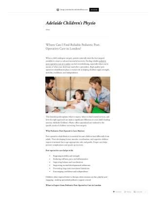 Where Can I Find Reliable Pediatric Post-Operative Care in London