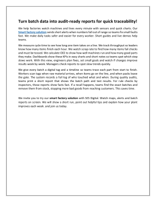 Turn batch data into audit-ready reports for quick traceability!