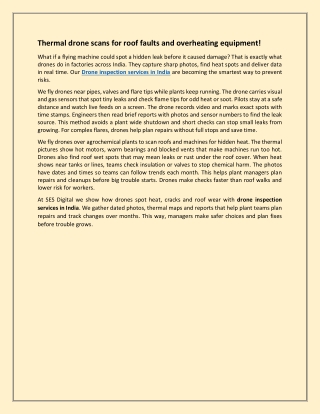 Thermal drone scans for roof faults and overheating equipment!