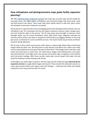 How orthophotos and photogrammetry maps guide facility expansion planning