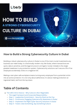 How to Build a Strong Cybersecurity Culture in Dubai