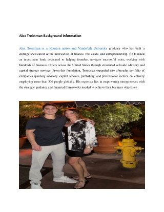 Alex Treistman Background Information