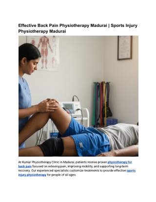 Effective Back Pain Physiotherapy Madurai  | Sports Injury Physiotherapy Madurai