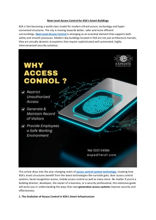 Next-Level Access Control for KSA's Smart Buildings