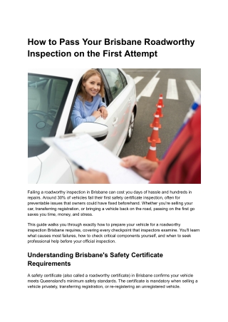 How to Pass Your Brisbane Roadworthy Inspection on the First Attempt