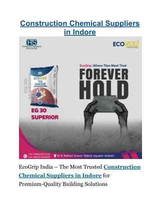 Construction Chemical Suppliers in Indore
