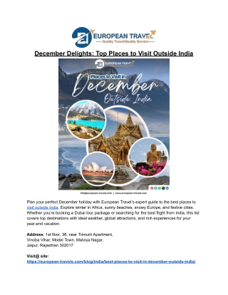 Warm December Escapes: Sun-Kissed Destinations Outside India