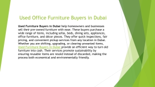 Used Office Furniture Buyers in Dubai